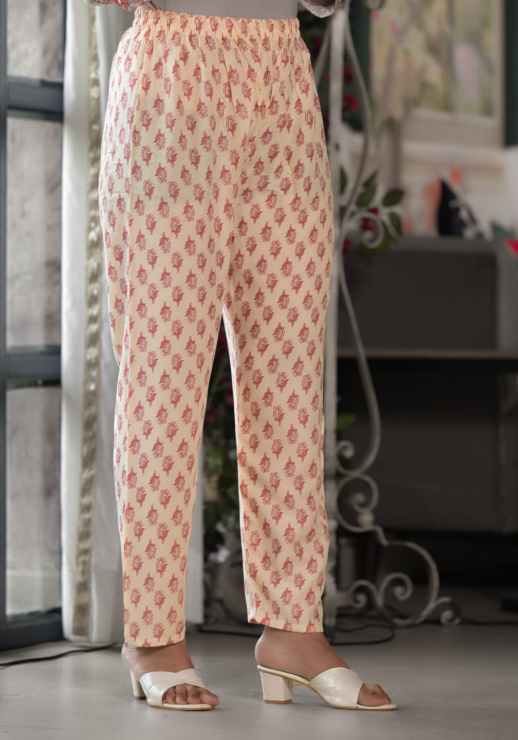 Juniper Women's Pink Floral Printed Rayon Kurta, Pant And Dupatta Set With Mirror & Thread Work - Distacart