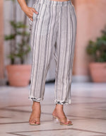 Thumbnail for Juniper Women's Grey Floral Printed Cotton Kurta Set With Lace - Distacart