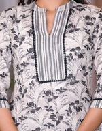 Thumbnail for Juniper Women's Grey Floral Printed Cotton Kurta Set With Lace - Distacart