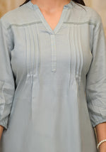 Thumbnail for Juniper Women's Grey Solid Rayon Tunic Top With Thread Work - Distacart