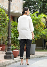 Thumbnail for Juniper Women's White Solid Rayon Top With Mandarin Collar - Distacart