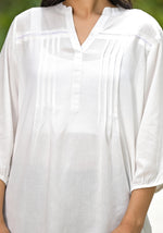 Thumbnail for Juniper Women's White Solid Rayon Top With Mandarin Collar - Distacart