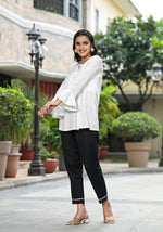 Thumbnail for Juniper Women's White Solid Rayon Top With Tassels Doris - Distacart