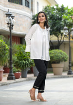 Thumbnail for Juniper Women's White Solid Rayon Top With Tassels Doris - Distacart