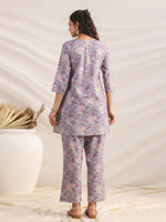 Thumbnail for Janasya A-Line Cambric Grey Ethnic Motifs V-Neck Co-Ords - Distacart