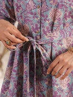 Thumbnail for Janasya A-Line Cambric Grey Ethnic Motifs V-Neck Co-Ords - Distacart
