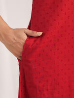 Thumbnail for Janasya A-Line Dobby Cotton Maroon Solid V-Neck Co-Ords - Distacart