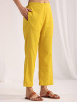 Thumbnail for Janasya Gathering Dobby Cotton Yellow Self Design V-Neck Set - Distacart