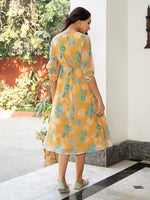 Thumbnail for Janasya From Style Master Dobby Georgette Floral Flared Dress