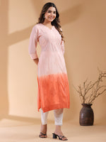 Thumbnail for Janasya Bright Cotton Ombre Straight Kurta