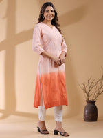 Thumbnail for Janasya Bright Cotton Ombre Straight Kurta