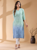 Thumbnail for Janasya Bright Cotton Ombre Straight Kurta