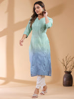 Thumbnail for Janasya Bright Cotton Ombre Straight Kurta