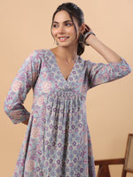 Thumbnail for Janasya Light Blue Cambric Floral Set - Distacart