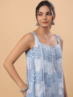 Thumbnail for Janasya Blue Cambric Ethnic Motifs Set - Distacart