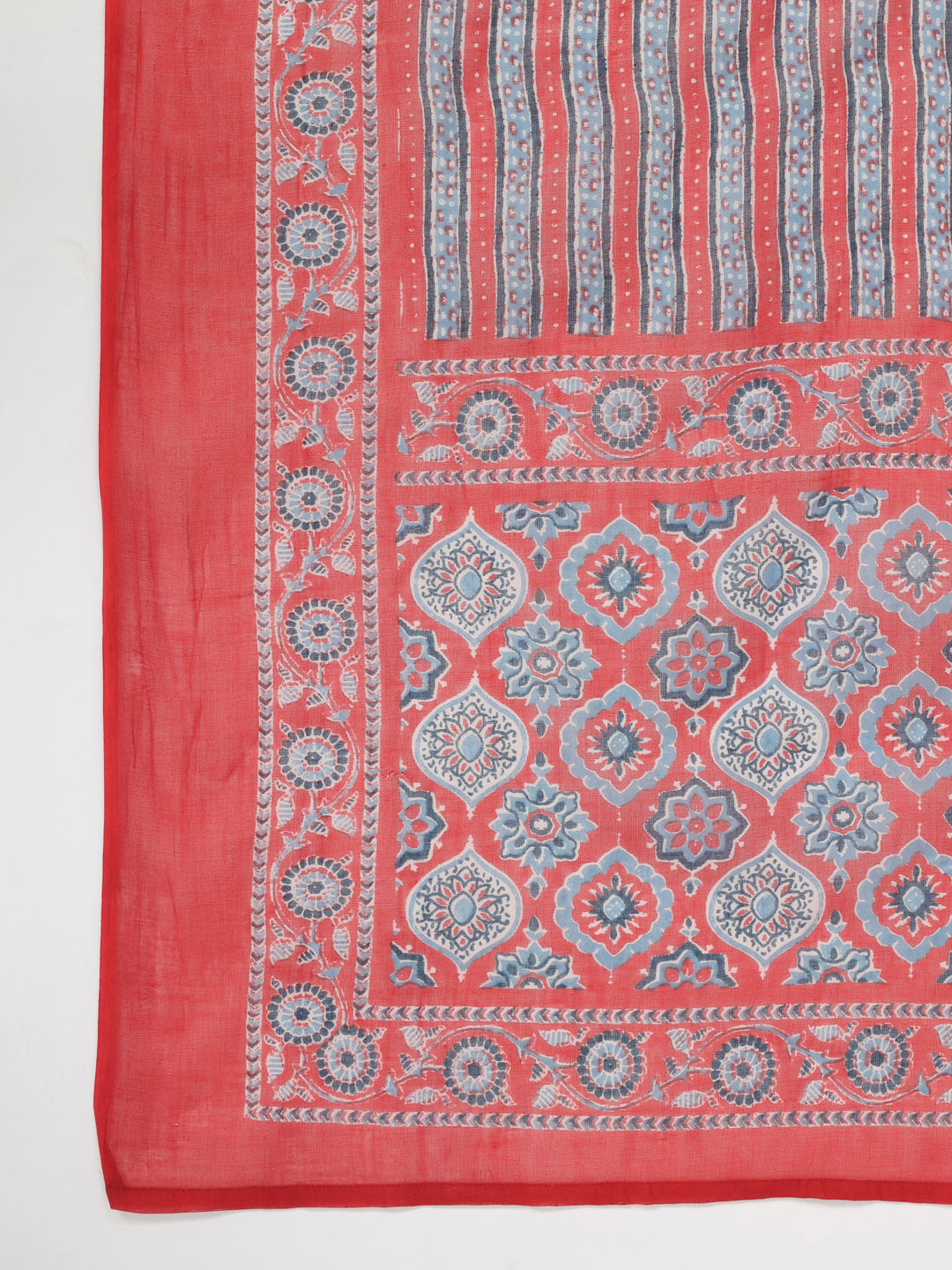 Janasya Straight Cambric Red Ethnic Motifs V-Neck Set - Distacart
