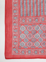 Thumbnail for Janasya Straight Cambric Red Ethnic Motifs V-Neck Set - Distacart