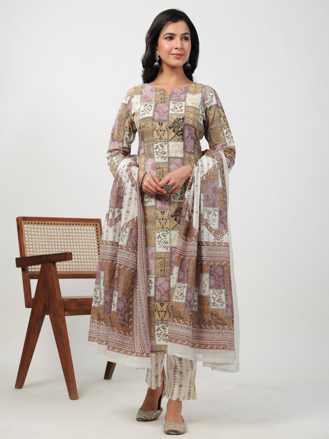 Janasya Regular Cambric Multicolour mix match Notch Neck Set - Distacart