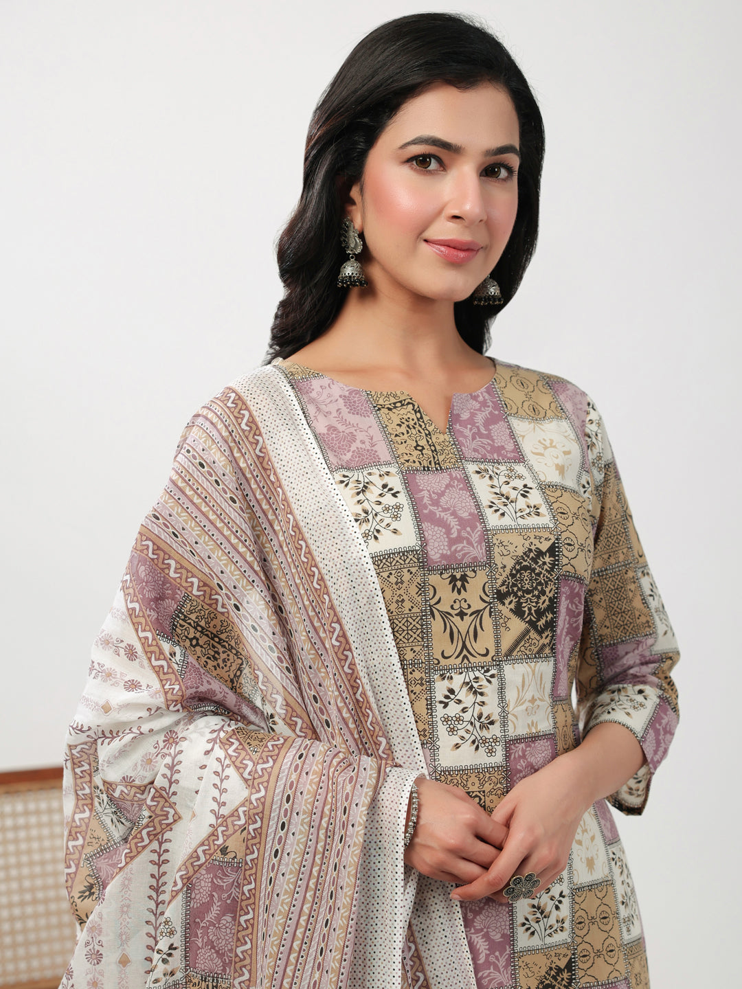 Janasya Regular Cambric Multicolour mix match Notch Neck Set - Distacart