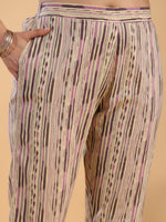 Thumbnail for Janasya Regular Cotton Cream Floral Notch Neck Kurta,Bottom & Dupatta - Distacart