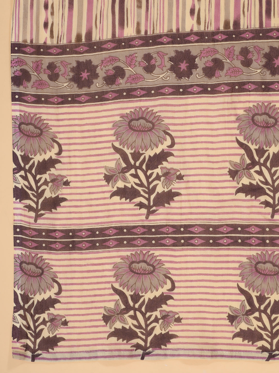Janasya Regular Cotton Cream Floral Notch Neck Kurta,Bottom & Dupatta - Distacart