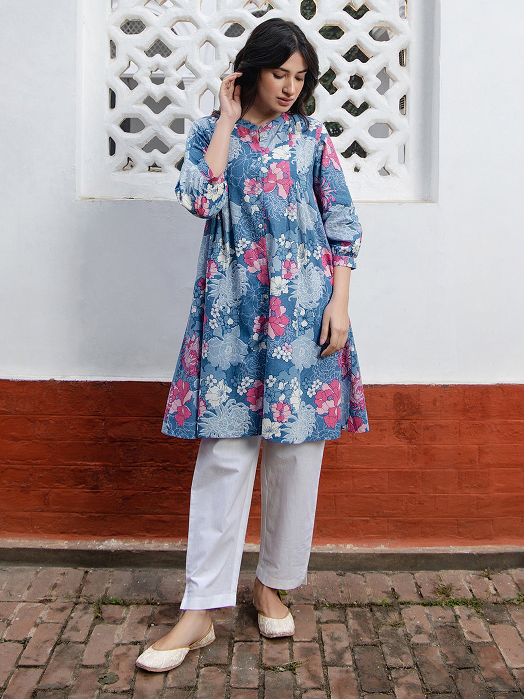 Janasya From Style Master Cotton Floral A-Line Tunic