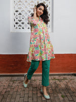 Thumbnail for Janasya From Style Master Cotton Floral A-Line Tunic