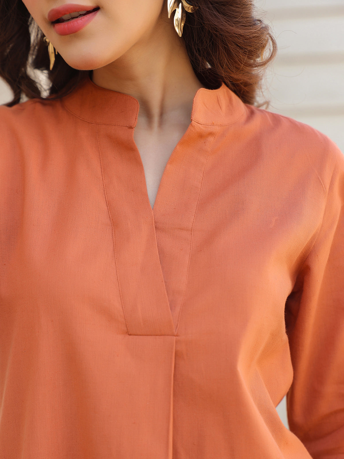 Janasya Dark Cotton Solid A-Line Top & Bottom Set