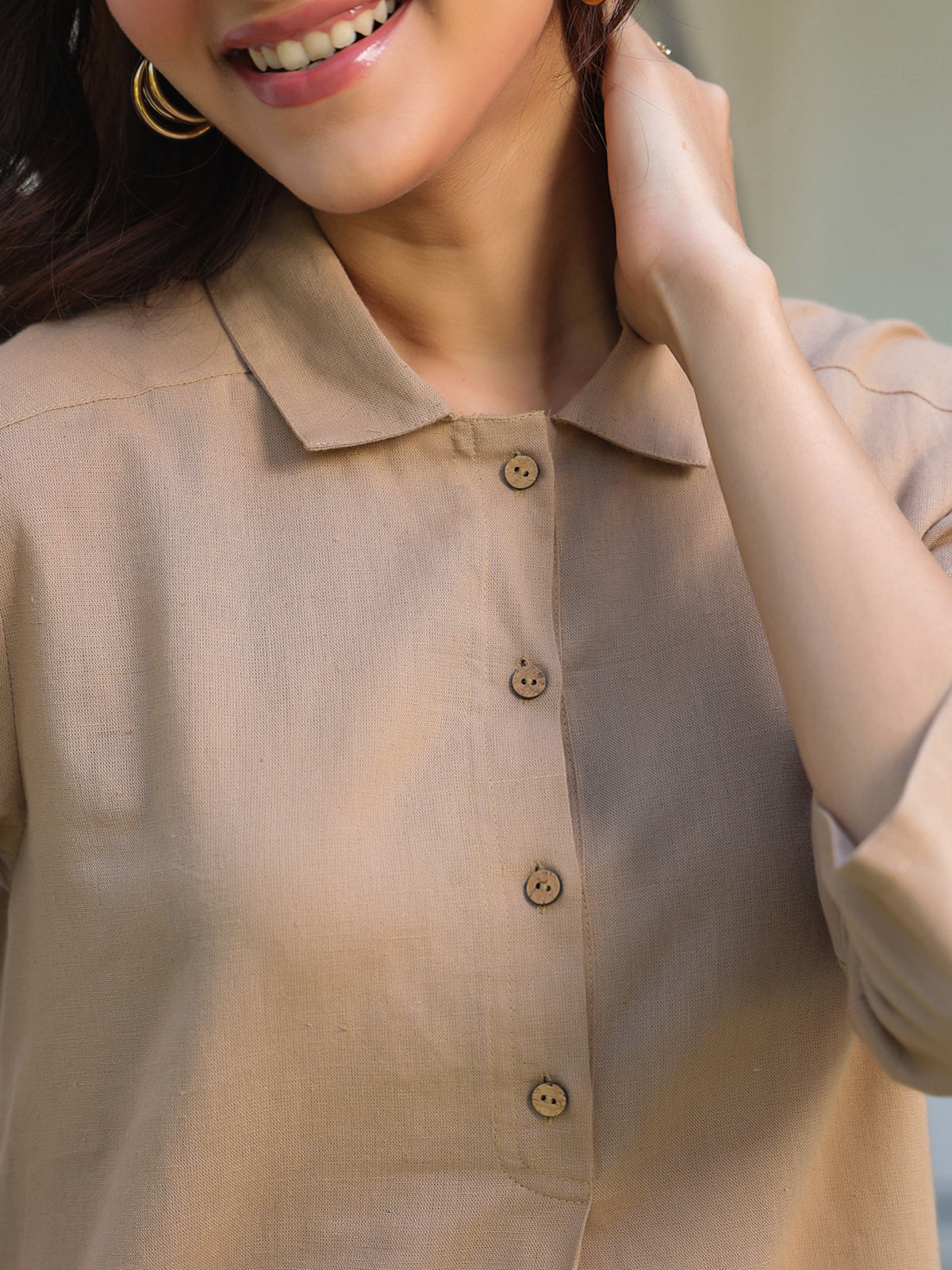 Janasya Dark Cotton Solid A-Line Top & Bottom Set