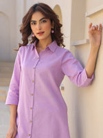 Thumbnail for Janasya Light Cotton Solid A-Line Top & Bottom Set