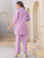 Thumbnail for Janasya Light Cotton Solid A-Line Top & Bottom Set