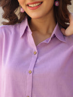 Thumbnail for Janasya Light Cotton Solid A-Line Top & Bottom Set