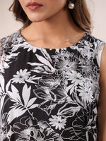 Thumbnail for Janasya Dark Rayon Floral A-Line Top & Bottom Set