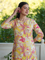 Thumbnail for Janasya Bright Cotton Floral Straight Top & Bottom Set
