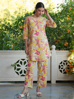 Thumbnail for Janasya Bright Cotton Floral Straight Top & Bottom Set