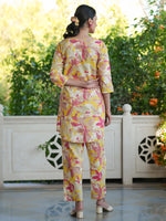 Thumbnail for Janasya Bright Cotton Floral Straight Top & Bottom Set