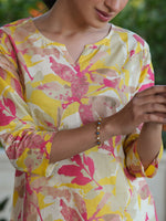 Thumbnail for Janasya Bright Cotton Floral Straight Top & Bottom Set