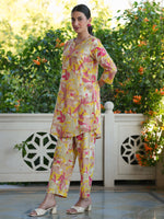 Thumbnail for Janasya Bright Cotton Floral Straight Top & Bottom Set