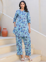 Thumbnail for Janasya Bright Cotton Floral Straight Top & Bottom Set