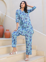 Thumbnail for Janasya Bright Cotton Floral Straight Top & Bottom Set