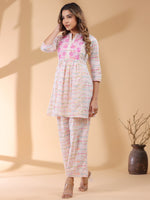 Thumbnail for Janasya Light Cotton Abstract A-Line Top & Bottom Set