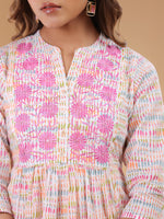 Thumbnail for Janasya Light Cotton Abstract A-Line Top & Bottom Set