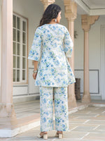 Thumbnail for Janasya Light Cotton Yoke Embroidery A-Line Top & Bottom Set