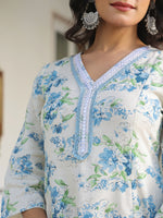 Thumbnail for Janasya Light Cotton Yoke Embroidery A-Line Top & Bottom Set