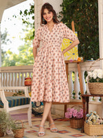 Thumbnail for Janasya Light Cotton Floral Tiered Dress