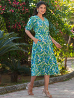 Thumbnail for Janasya Bright Cotton Floral Fit & Flare Dress