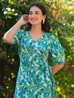 Thumbnail for Janasya Bright Cotton Floral Fit & Flare Dress