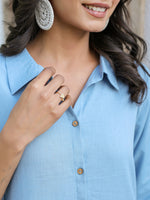 Thumbnail for Janasya Light Cotton Solid A-Line Dress