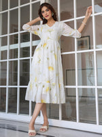 Thumbnail for Janasya Light Georgette Floral Tiered Dress