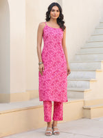 Thumbnail for Janasya Bright Cotton Floral Straight Kurta Set